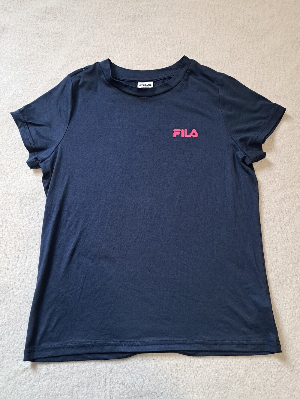 Fila Navy Tee Pink Logo Kids Short Sleeve Girls Size XL 14/16 Active Top Casual